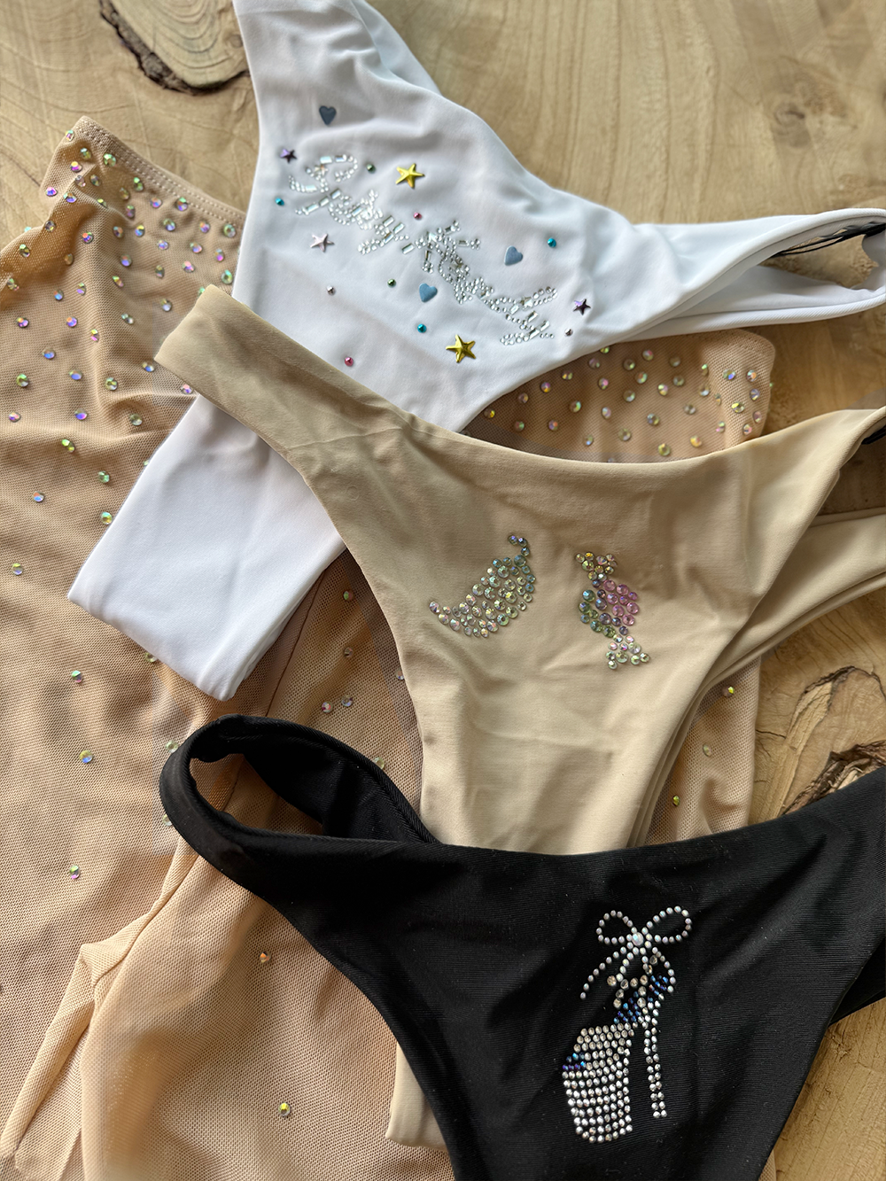 OLD SCHOOL THONGS with RHINESTONES