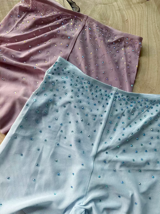 MESH SHORTS with RHINESTONES（customized color）